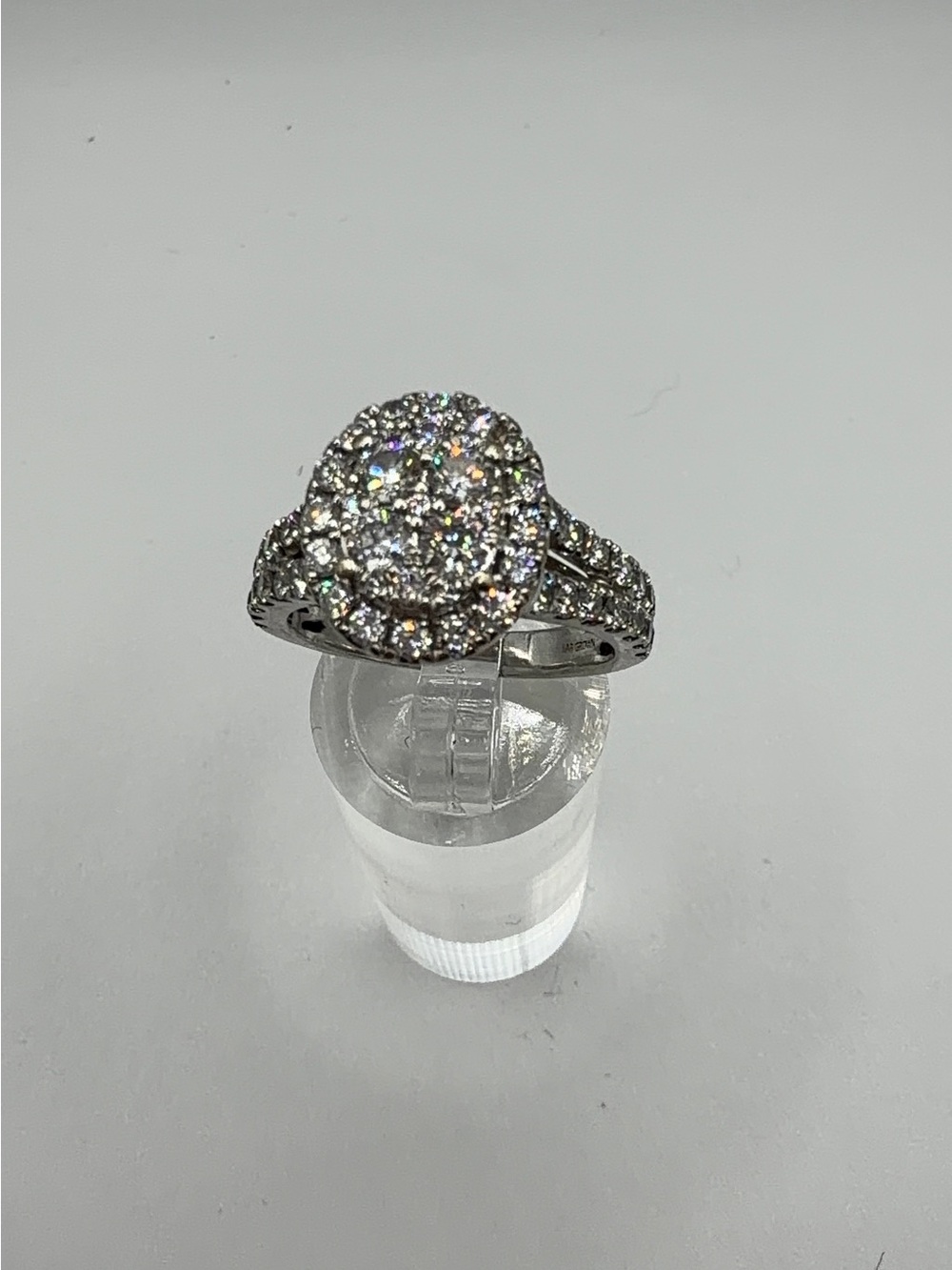 14K White Gold Lab Diamond Halo Ring Size 8.5